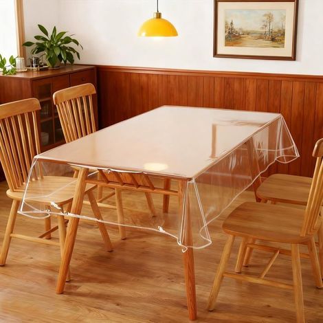 Nappe Transparente Lavable En Pvc:140X180Cm,Film De Table Transparent,0,13Mm D'Épaisseur,Sous-Main Transparent,Imperméable À[IN27] (1/5)