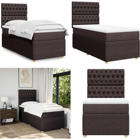 vidaXL Sommier à lattes de lit avec matelas Marron foncé 80x200 cm (1/5)