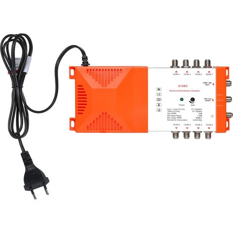 Professional 8-channel distribution amplifier with IRS loop terrestrial TV and 87-2350 MHz TV radio distribution amplifier for indoor use (1/5)