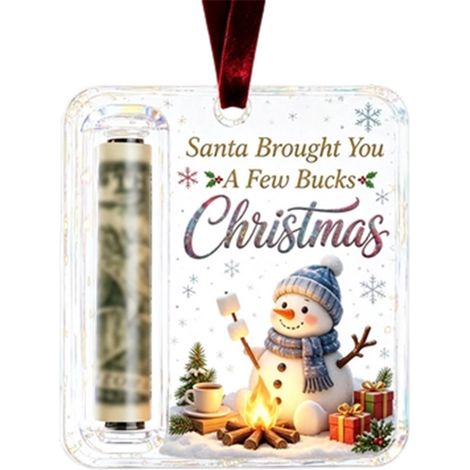 Porte-monnaie de Noël en acrylique à motif Père Noël, étiquette suspendue, décoration transparente pour sapin de Noël (1/5)