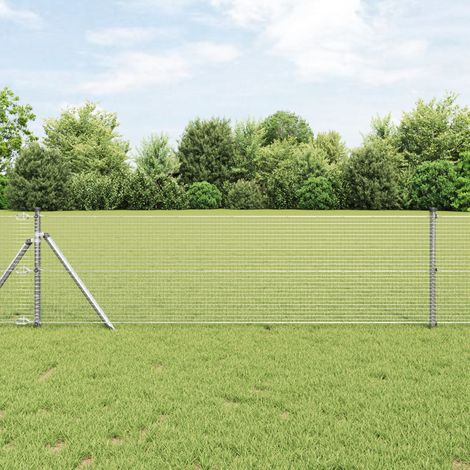 vidaXL Welded Wire Fence 2500 x 60 cm Hot Dip Galvanized Silver