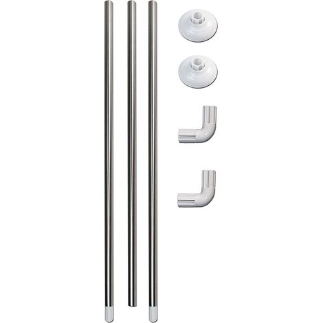 Bastone per Tenda Doccia Universale Regolabile lineare e angolare con aste 80 cm Argento (1/3)
