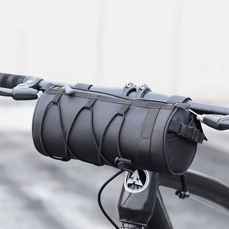 Sacoche Velo Sacoche de Guidon Vélo,Sac Trotinette Electrique Sac de Panier de Vélo Étanche avec Bandoulière (Black) (1/5)