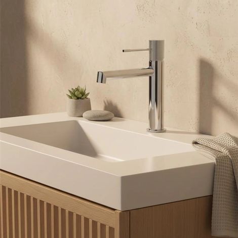 Exagonshop Rubinetto lavabo senza scarico in ottone cromato Melin