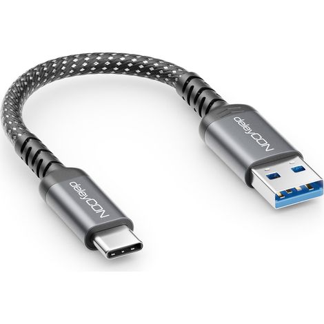 0,15m Câble USB-A vers USB-C Court USB 3.0 5 Gbps (USB 3.2 Gen1) - Câble de Charge et Données pour Smartphone, Tablette, Notebook, Appareil Photo, HDD SSD, Disque Dur Externe, etc. (1/5)