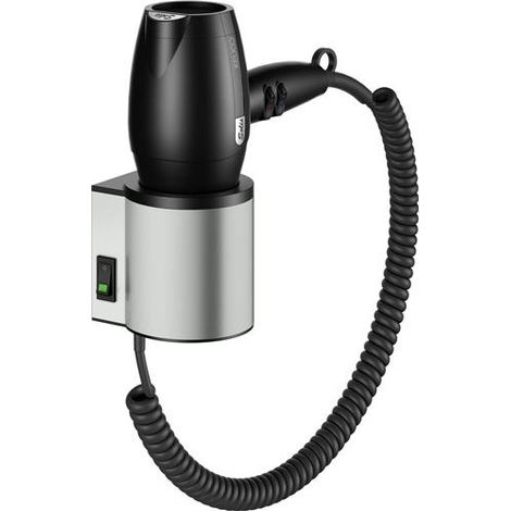 sèche-cheveux PLAN complet avec support mural, finition inox 230 V / noir-gris KEUCO
