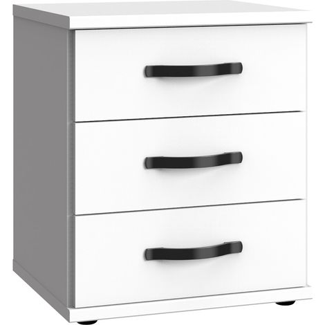 Commode, meuble de rangement coloris Blanc, rechampis noir - Longueur 46 x Hauteur 58 x Profondeur 40 cm -PEGANE-