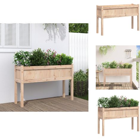 Jardinières avec pieds 110x31x70 cm bois de pin massif - Jardinière En Bois - Jardinière Extérieure - Pot De Fleurs Extérieur - Décoration Jardin - Planter Bois (1/5)