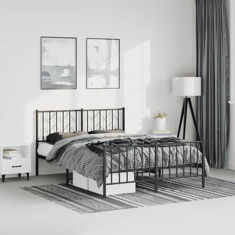 Metal Bed Frame without Mattress with Footboard Black 193x203cm vidaXL (1/5)