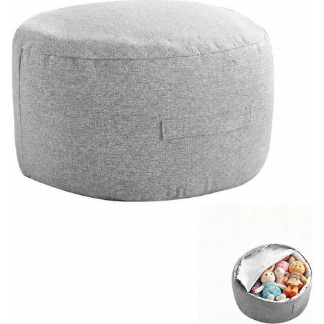 Rangement pour jouets en peluche – Housse de pouf en velours côtelé avec fermeture éclair, douce et robuste, organiseur de jouets et coussin de siège, flexible à remplir avec couvertures, oreillers (1/5)