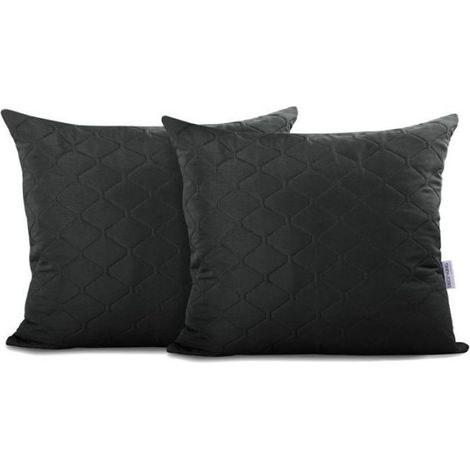 Housse d'oreiller décorative - AXEL - Noir - 50x60 cm - Fermeture éclair invisible