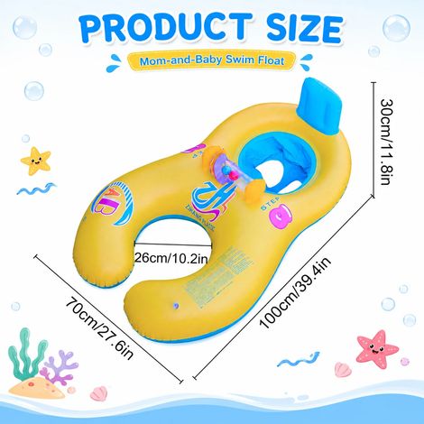 Bouée gonflable (jaune), siège de piscine pour bébé avec dossier, jouet aquatique pour la piscine et la plage. (1/5)