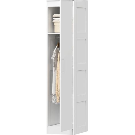 Armario multiusos con barra de colgar, estante y puerta con cierre suave 40 x 52 x 180 cm blanco (1/5)