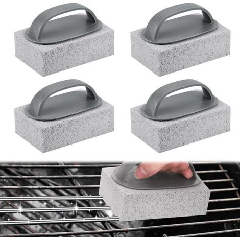 4Pcs Grill Nettoyage Pierre avec Poignée, Griller Pierre Nettoyant Ponce, Réutilisable Blocs Briques de Nettoyage pour Nettoyer Barbecue Grills, Griddle, Four Carreaux