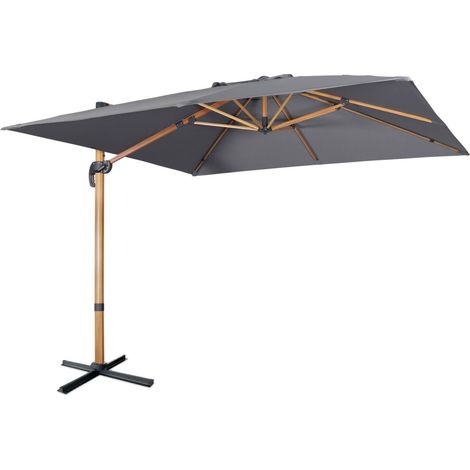 sweeek - Quadratischer Ampelschirm 3x3m, Mast in Holzoptik