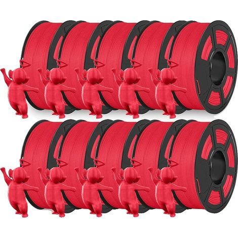 Filamento PLA, texture liscia, elevata compatibilità, rosso opaco, 10 rotoli (1/2)