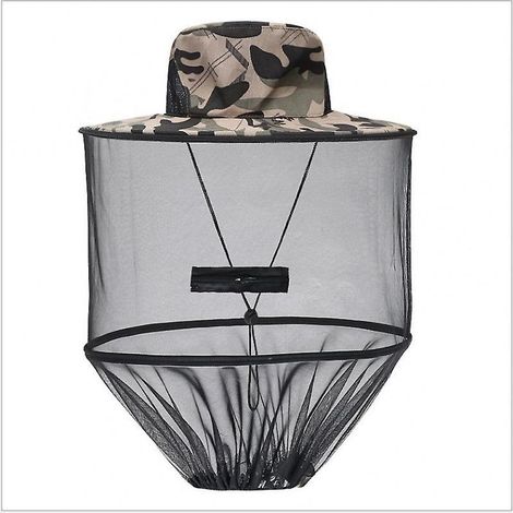 Chapeau d'apiculteur avec filet anti-insectes et motif camouflage (1/4)