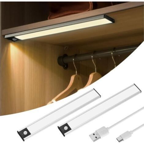 aceyoon 6000K Lampe LED 4 Modes, Lot de 2 Reglette LED Cuisine Luminosité Réglable 3 Couleurs Eclairage Detecteur Mouvement Lampe Led Rechargeable Sans Fil pour Garage Armoire Placard Escalier (1/5)