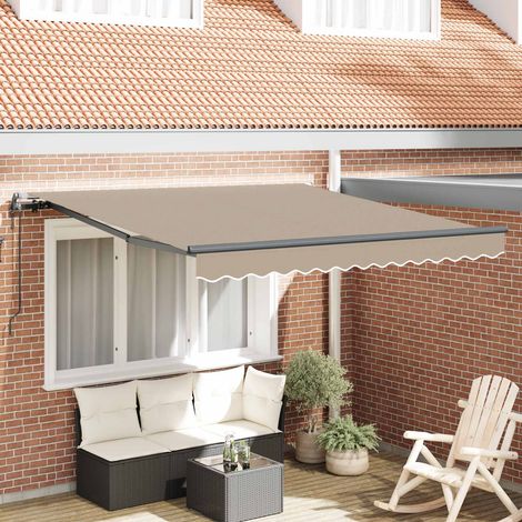 Store banne-Auvent Rétractable Beige 300 x 250 cm Tissu et Aluminium (1/4)