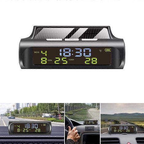 Horloge numérique solaire pour voiture, accessoire intérieur universel (1/4)