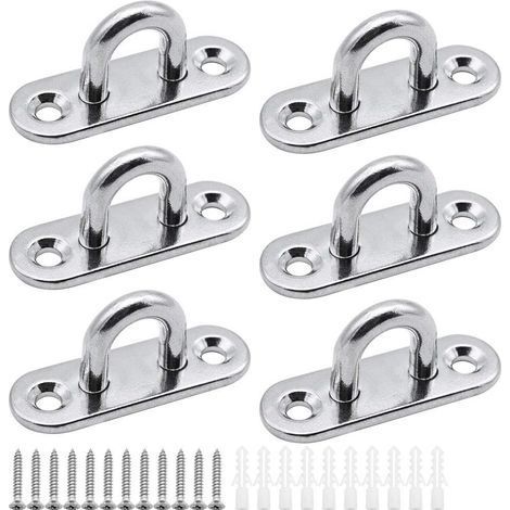 6 pièces plaques à œillets plaque de couverture en acier inoxydable plaque de mât de 5mm Crochets de fixation robustes pour crochets muraux chaises suspendues auvent accessoires de bateau etc- (1/4)