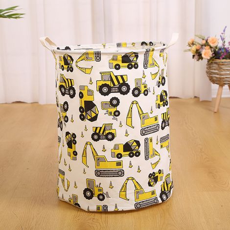 Ahlsen Cesta grande para la ropa sucia, cesta plegable para la colada de los niños con cubierta, pelota deportiva, caja de almacenamiento de juguetes plegable de lona impermeable - Excavadora (1/5)