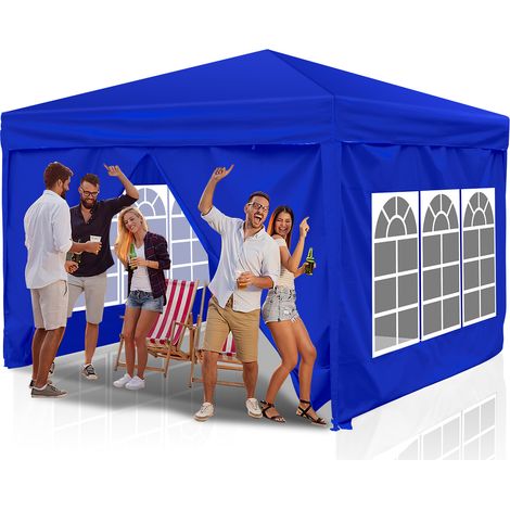 Jiubiaz 3x3 m Faltpavillon wasserdicht mit Tasche, faltbarer Pavillon Gartenzelt für Garten & Outdoor, Blau