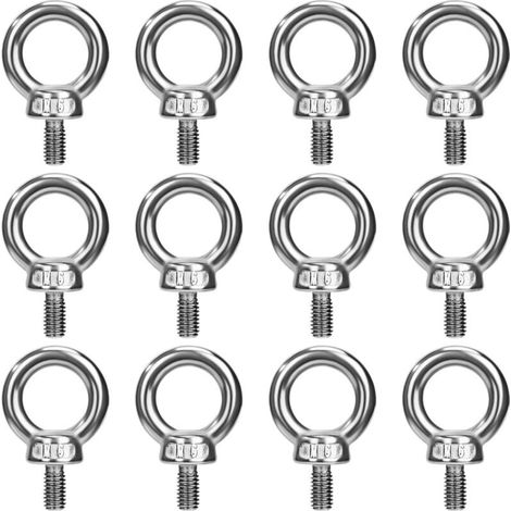Boulons à Oeil M6 Anneau de Levage Boulon à œil Anneaux Filetage Vis en Acier Inoxydable 304 pour Fixer des Suspendus Relier 12 Pièces
