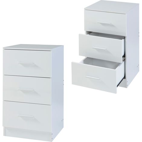 Nachttisch Aurdal 2er Set 66x37x34,5 cm Weiß, hochglänzend [en.casa]