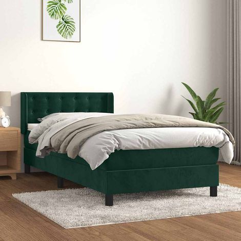 Boxspringbett mit Matratze Dunkelgrün 80x200 cm Samt