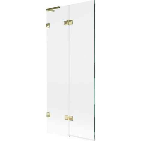 Mexen Lunar L paravento vasca da bagno a 2 ante sinistro 80 x 150 cm, trasparente, dorato - 897L-080-100-50-00-L (1/5)