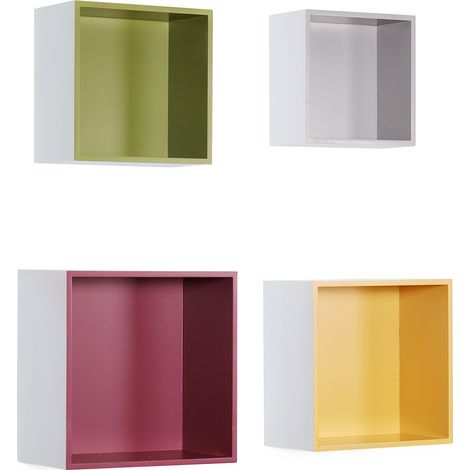Set 4 Mensole a Cubo Quadro 210 Multicolor (1/3)