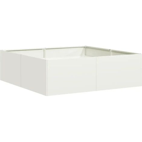 Lote de 1 jardinera decorativa moderna para jardín 100 x 100 x 30 cm con fondo abierto de acero blanco 020051589 (1/5)