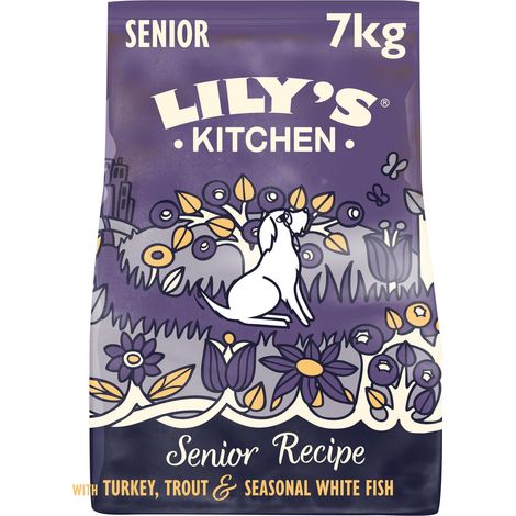 Lily's Kitchen Preparato con ingredienti naturali Cibo secco per cani senior Tacchino e trota Nutrizione completa Sacco da 7kg (1/5)