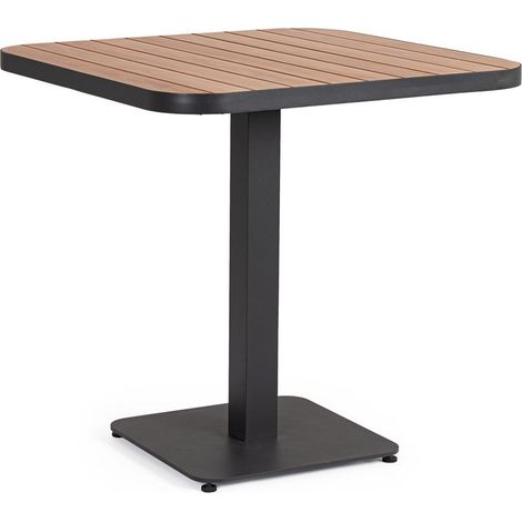 Tavolo "Belmar" struttura in alluminio verniciato a polvere piano effetto legno per arredo casa -Antracite (1/4)