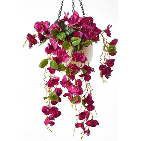 Plante suspendue artificielle – Lierre de bégonia 60 cm, durable, sans entretien, pour décoration de maison, balcon et jardin,Rouge-violet (1/5)