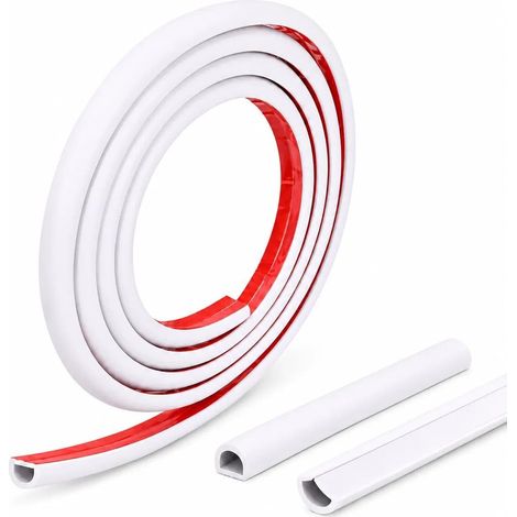 Goulotte Passe-Câble Adhésive 3 m, Blanche 15 × 10 mm  Cache-fil flexible et découpable, sans perçage, pour petits câbles TV, réseau, bureau, mur, plinthe et meubles (1/5)