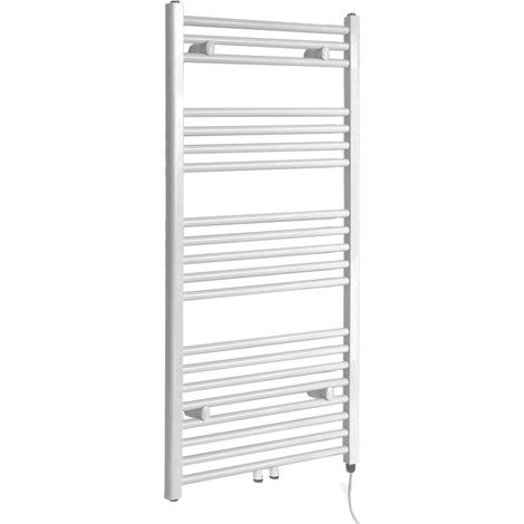 Hudson Reed Neva - Sèche-Serviettes Design Électrique Moderne - Raccordement Central - Blanc  - 118.8 cm x 50 cm