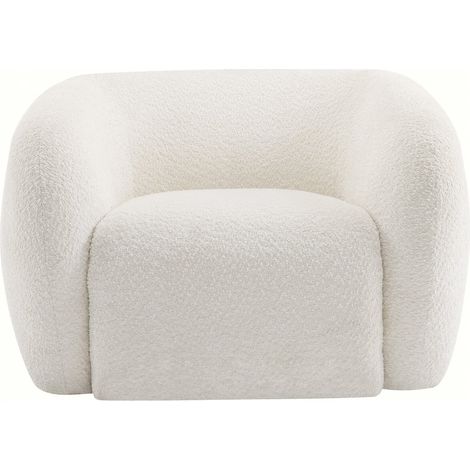 Sillón de tela bouclé "Washington" - Blanco (1/5)