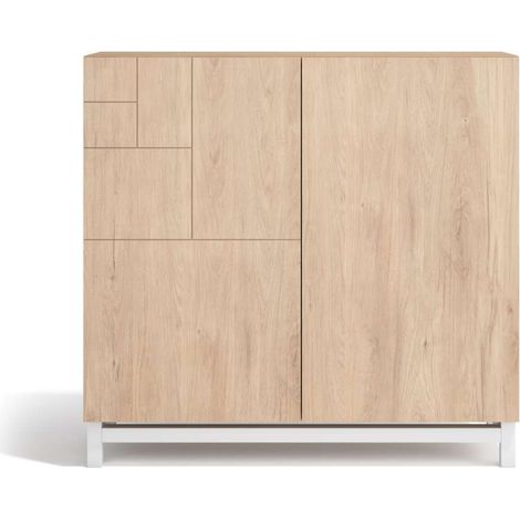 Zapatero 2 puertas modelo 513 acabado roble oscuro patas blancas, 90x90x27 (alto x ancho x fondo) (1/4)