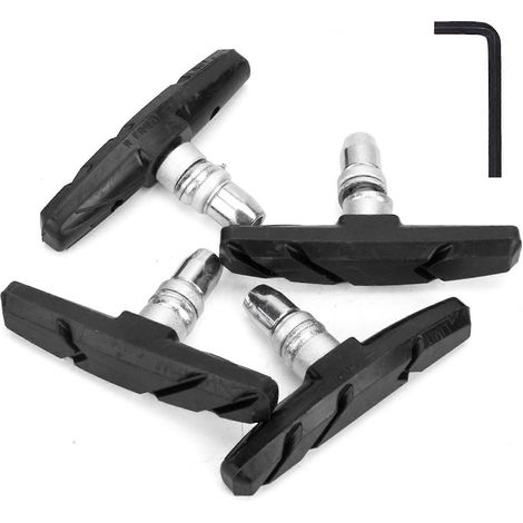 2 paires de plaquettes de frein pour vélo, 70 mm, plaquettes de frein V-brake universelles pour VTT, avec écrous et rondelles hexagonaux, silencieuses et sans fil. (1/5)