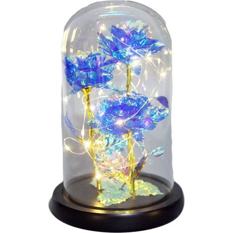 fleurs artificielles en verre-Rose papillon du ciel étoilé-décoration de dôme en verre-Émettant de la lumière (1/5)