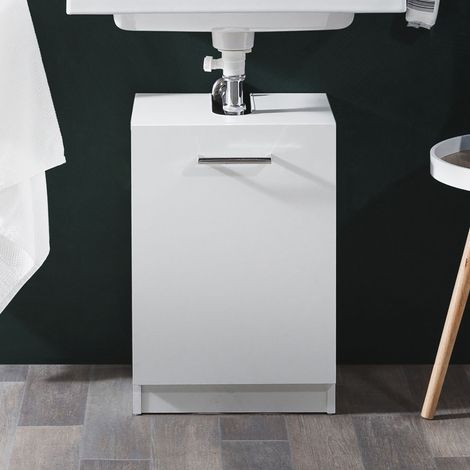 Meuble sous-lavabo 1 porte 38x28,5x55 cm décor blanc (1/5)