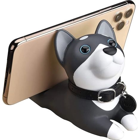 Niedlicher Hunde-Handyhalter für Schreibtisch, winkelverstellbarer Tischtelefonständer, Tier-Desktop-Zubehör, Halterung für Smartphones und Tablets, Husky