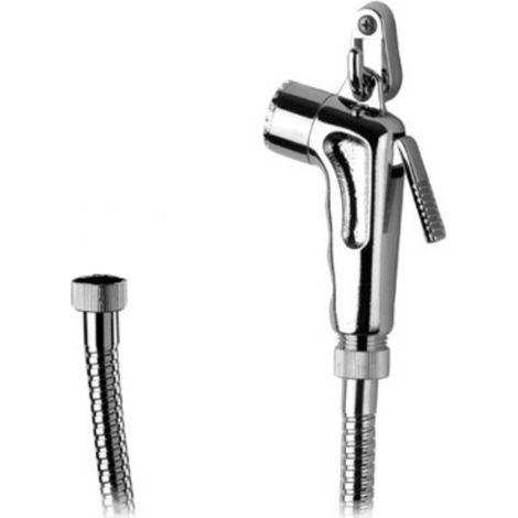 Set doccetta bidet eco con doccia a pulsante, flessibile e gancio cromato