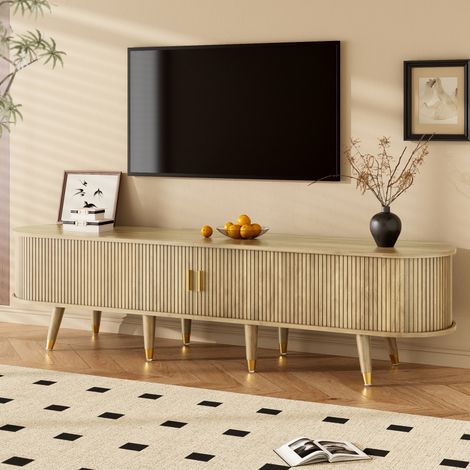 meuble tv rangement portes coulissantes 175 cm chêne OKMYHOME (1/5)