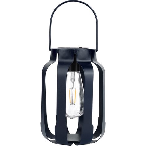 Lampe solaire vintage en fer forgé creuse à suspendre IP44 étanche pour jardin extérieur bleu foncé (1/5)