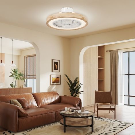 Ventilateur de plafond 50 cm avec lumière RGB – Télécommande, 6 vitesses, 40W, dimmable, timer réversible, pour chambre, style naturel , 50 x 50 x 22.5 cm (1/5)