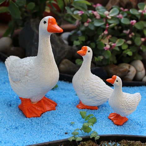 Statue de Canard Familiale Animée en Résine Ornement pour Jardins Patio Outdoor [3 figurines] (1/5)