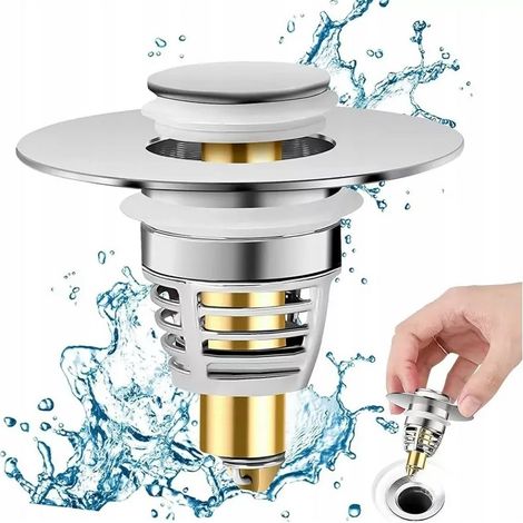Tapón de clic para lavabo, tapón para fregadero con filtro (1/5)